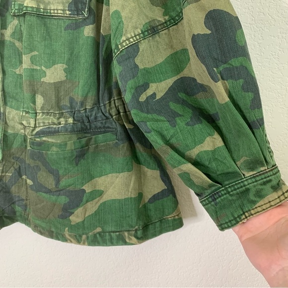 Free people Womens green camo full zip army Jacket M - Picture 2 of 9